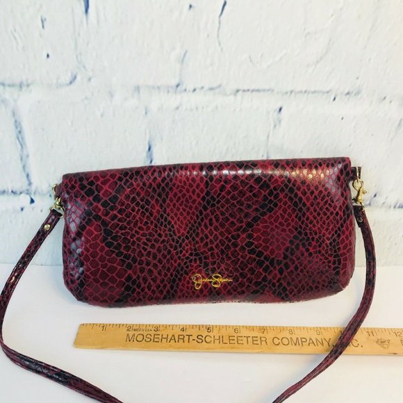 Jessica Simpson Cross Body Clutch Bag Wine & Pink - Picture 7 of 8